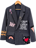 Blazer à rayures et broderies fantaisie