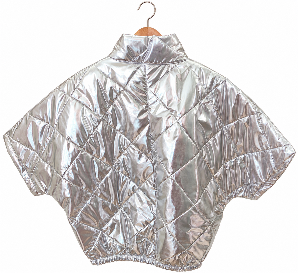 Veste matelassée métallisée argent – manches courtes