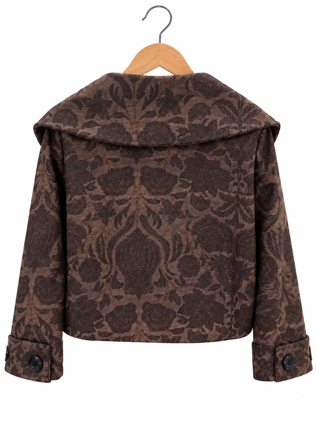 Veste courte fleurie à col chemisier oversize