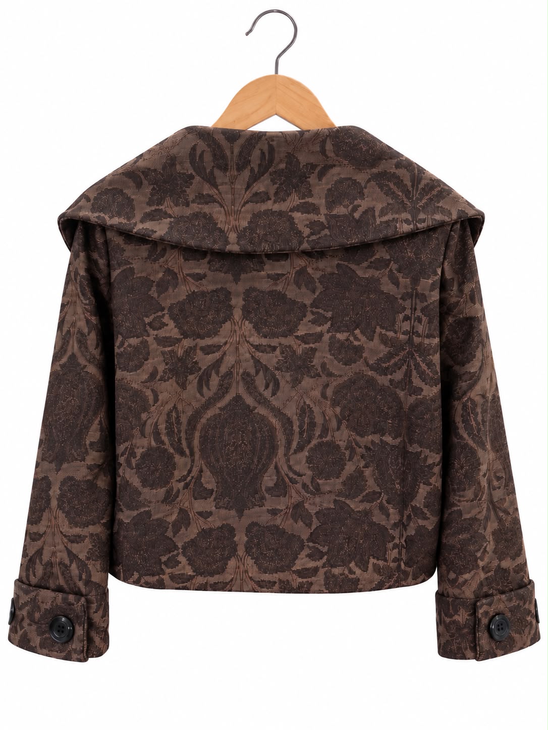 Veste courte fleurie à col chemisier oversize