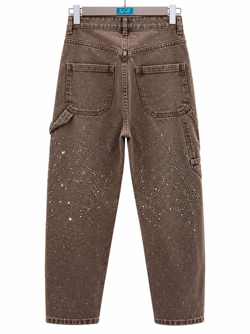 Jean large taupe à strass