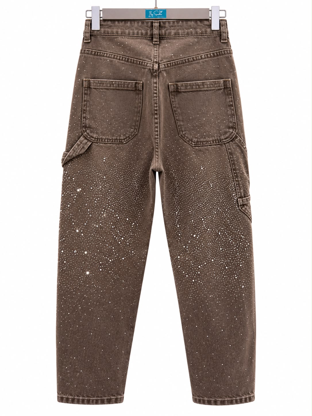 Jean large taupe à strass