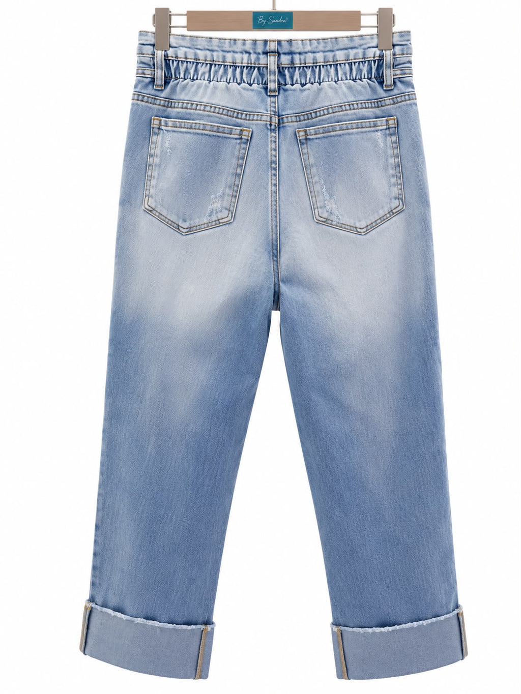 Jean boyfriend délavé à détails déchirés