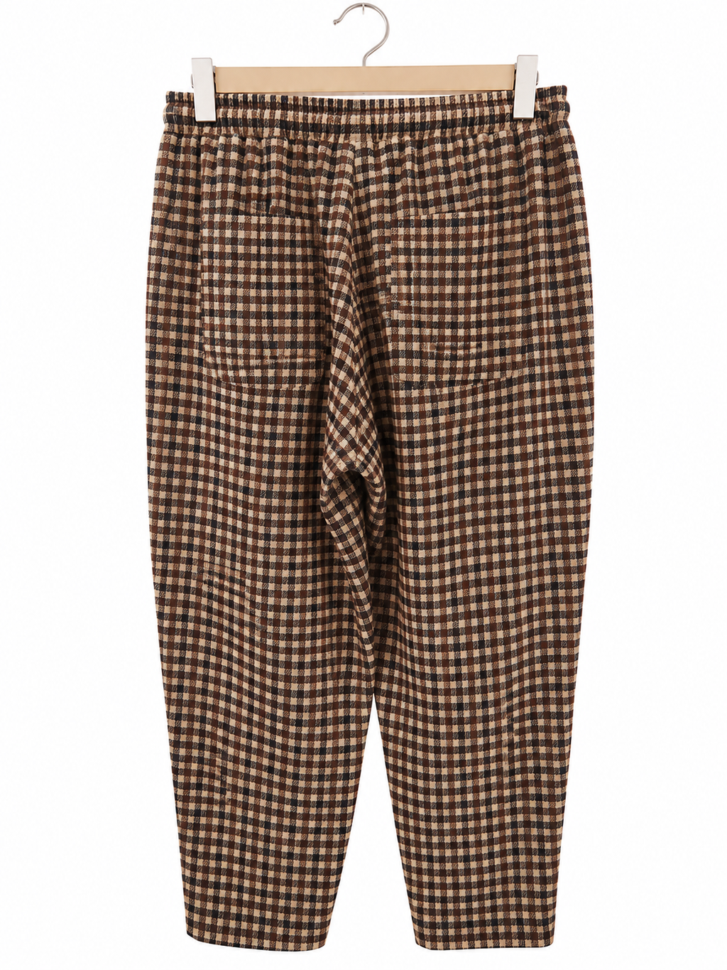 Pantalon à carreaux marron – taille élastiquée