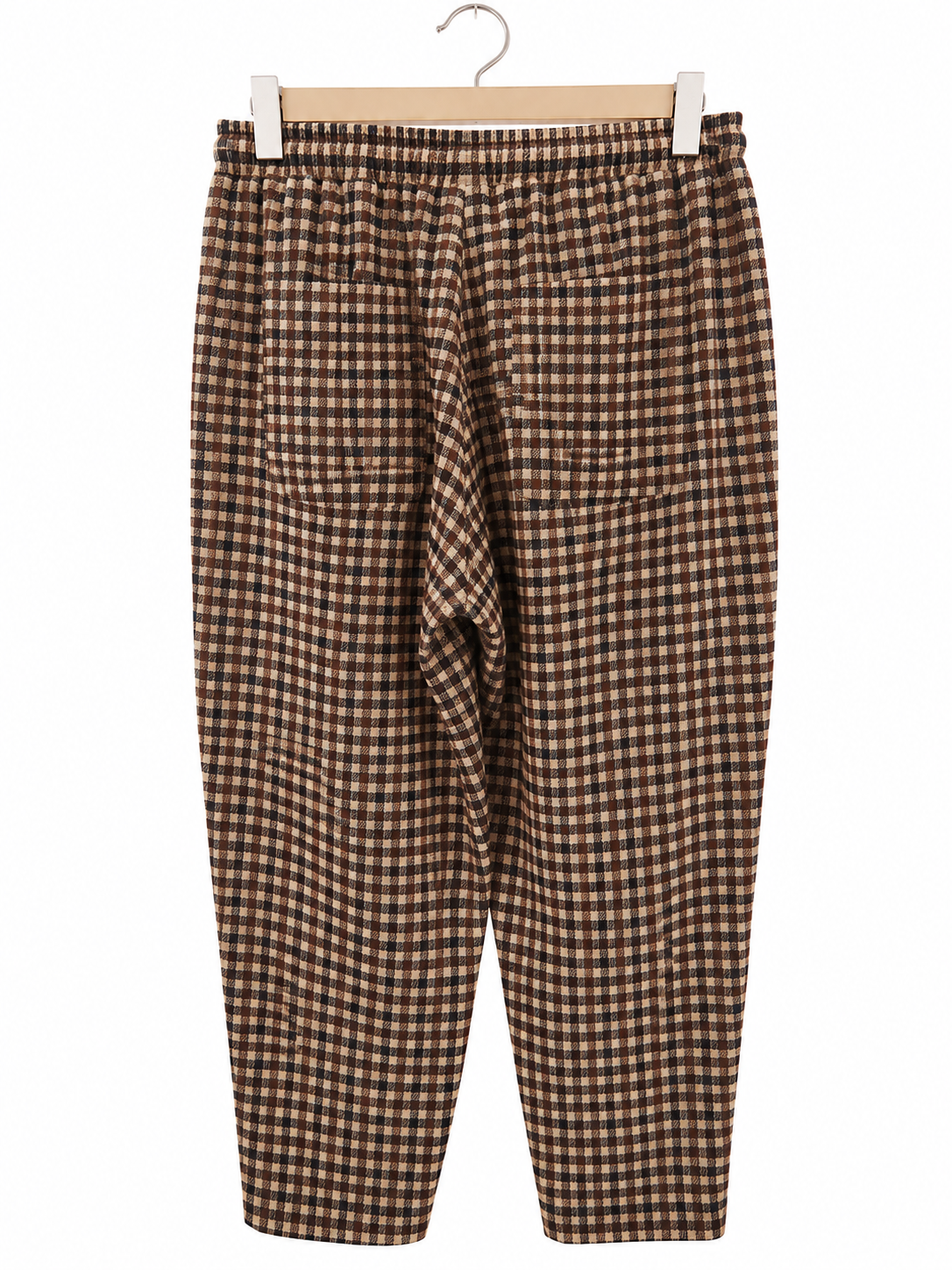 Pantalon à carreaux marron – taille élastiquée