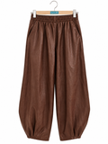 Pantalon marron en simili cuir coupe large