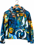 Veste à col drapé et imprimé abstrait multicolore