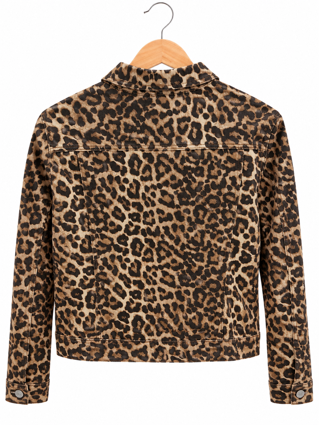 Veste courte en jean imprimé léopard