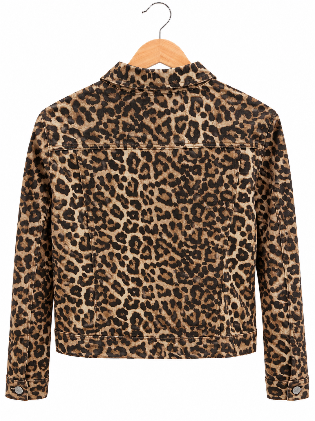 Veste courte en jean imprimé léopard