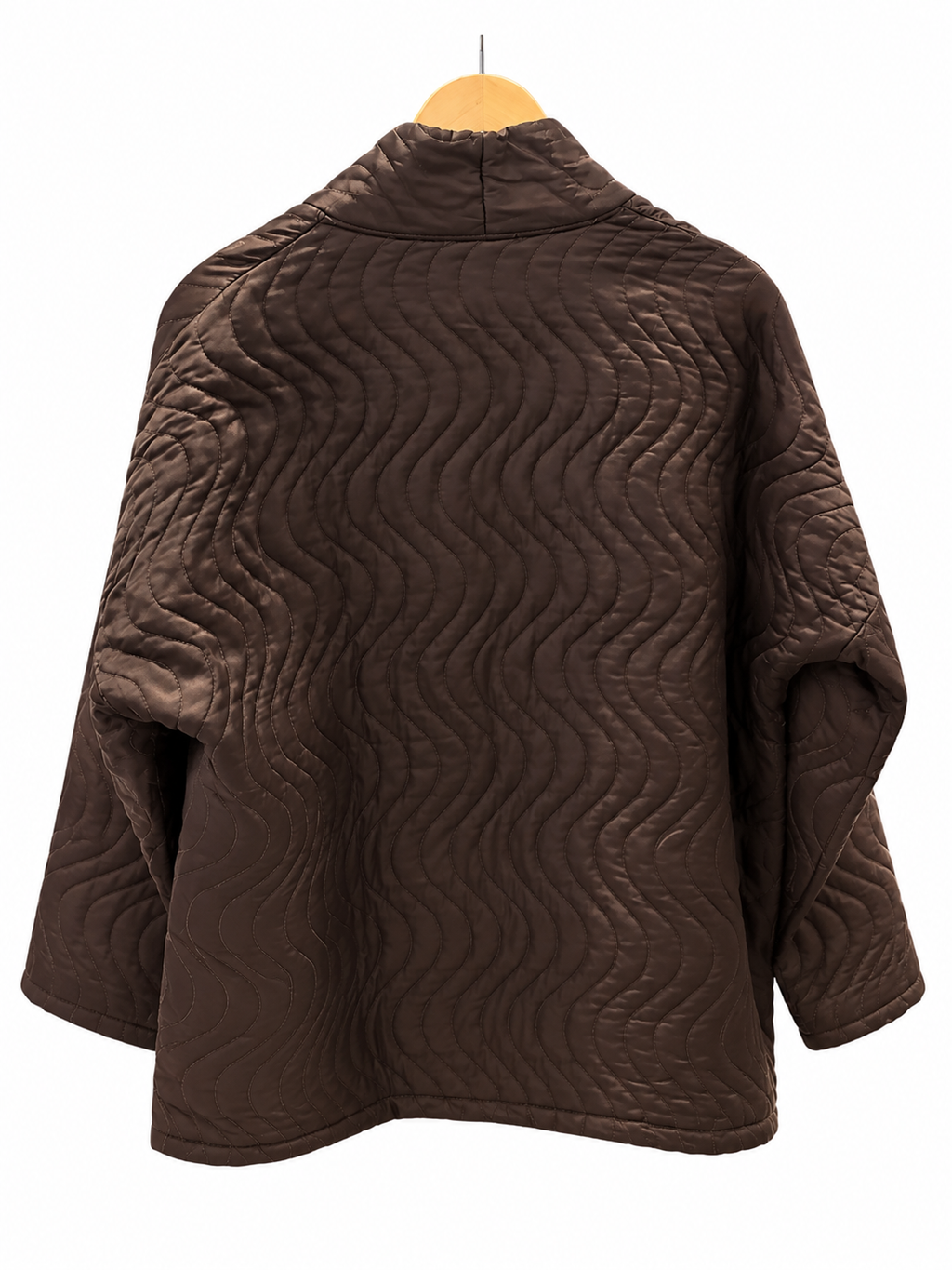 Veste matelassée chocolat à surpiqûres ondulées